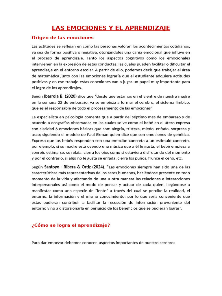 Emociones y su Impacto en el Aprendizaje | PDF | Las emociones ...