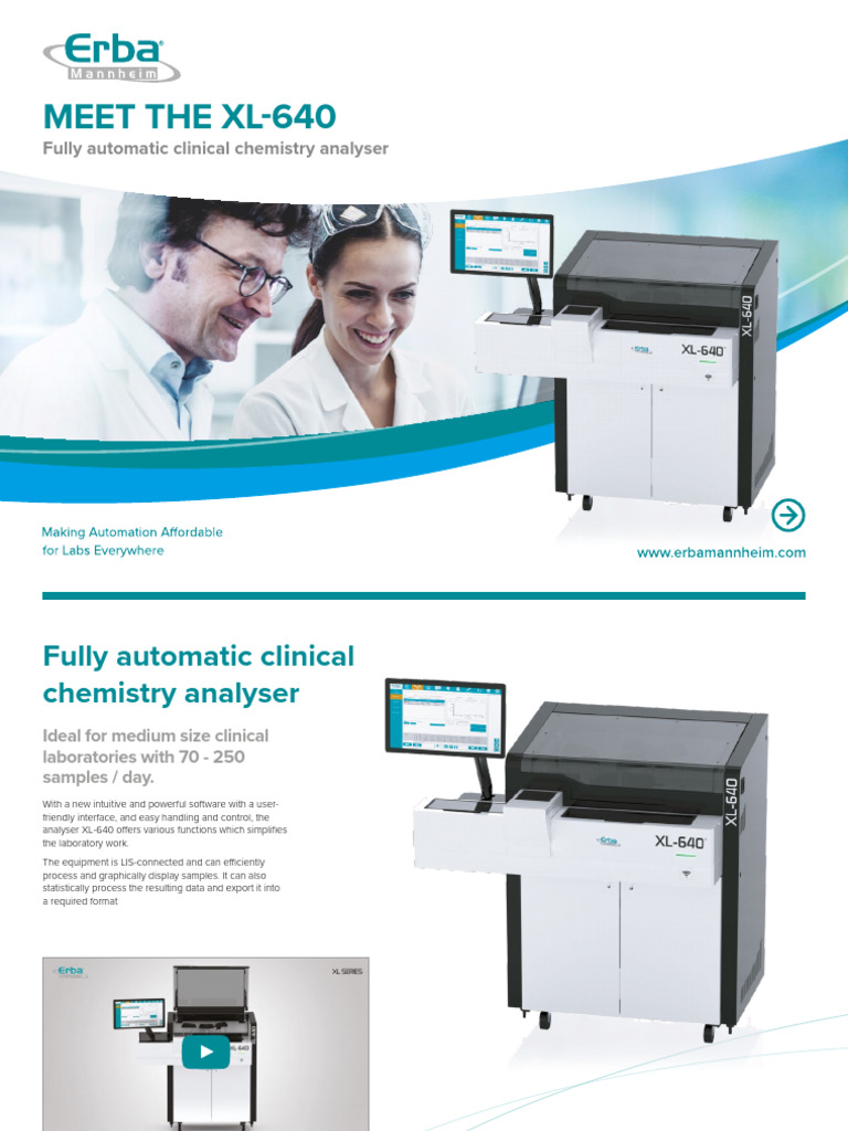 XL-640 Clinical Chemistry Analyzer | PDF | Litre | Spectrophotometry