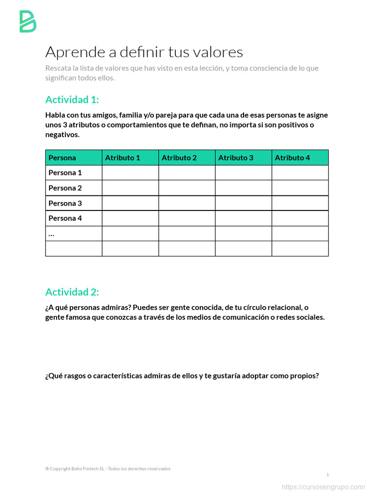 Definiendo tus valores personales | PDF
