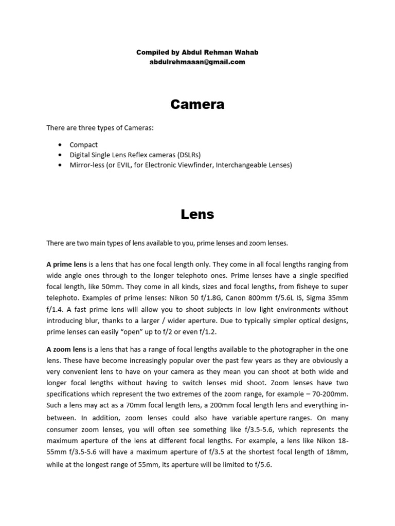 Camera Basics for Photographers | PDF | Camera Lens | Autofocus