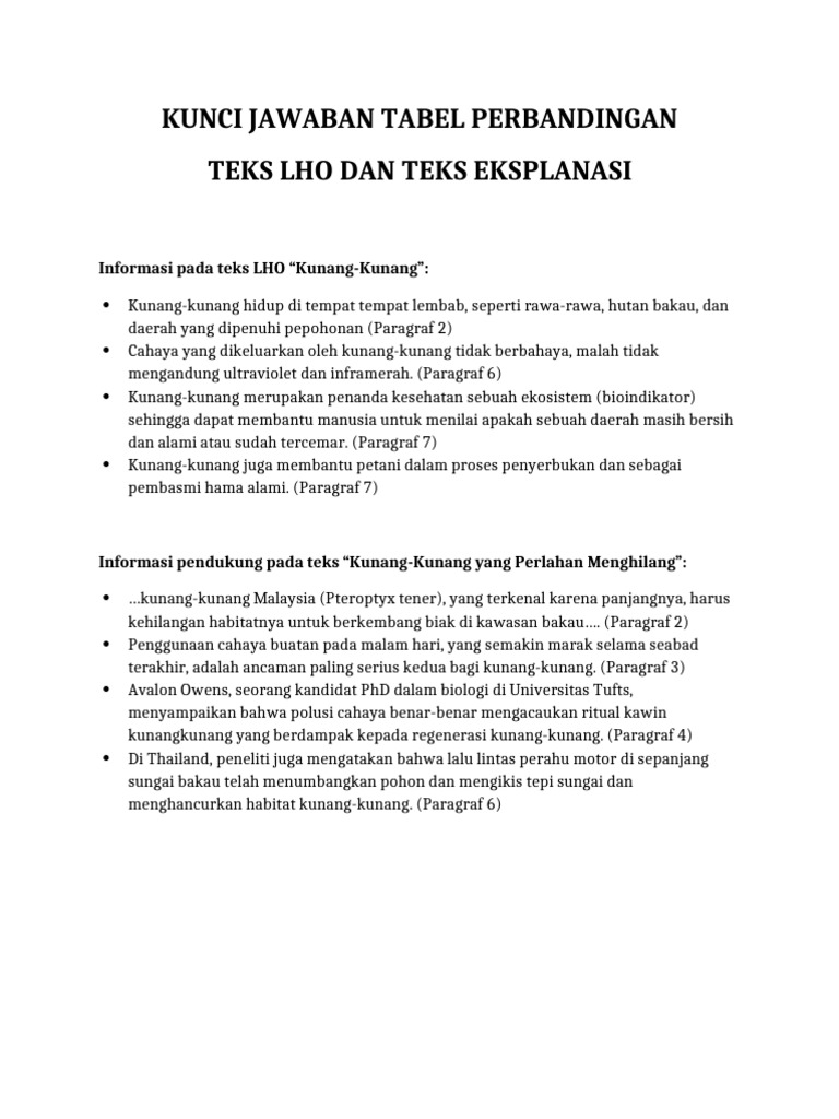 Perbandingan Teks LHO dan Eksplanasi | PDF