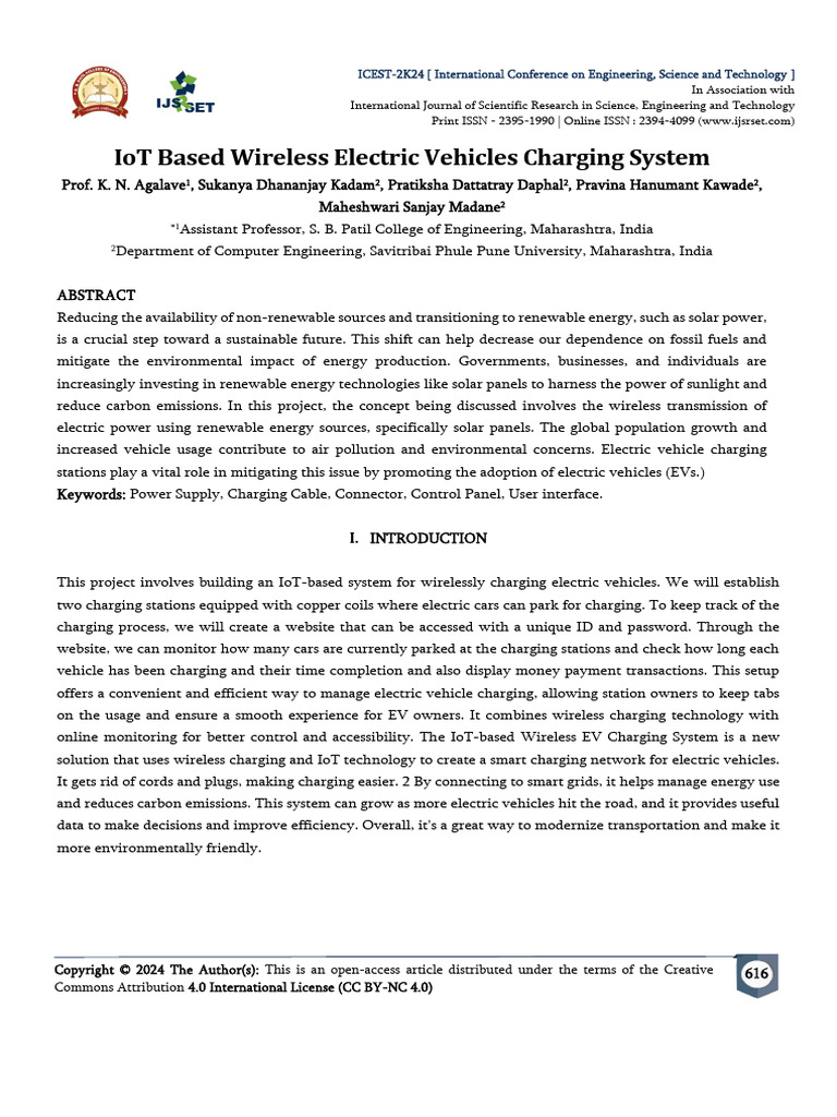 Iot Based Wireless EV Charging System | PDF | Electric Vehicle ...