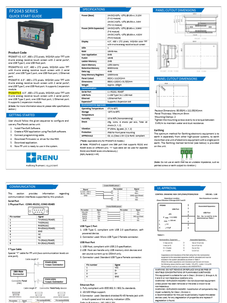 FP2043T-V2 Display Specifications Guide | PDF | Usb | Computer Hardware
