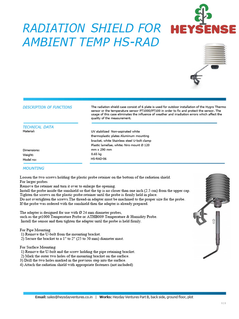 Radiation Shield for Temperature Sensors | PDF | Screw | Pipe (Fluid ...