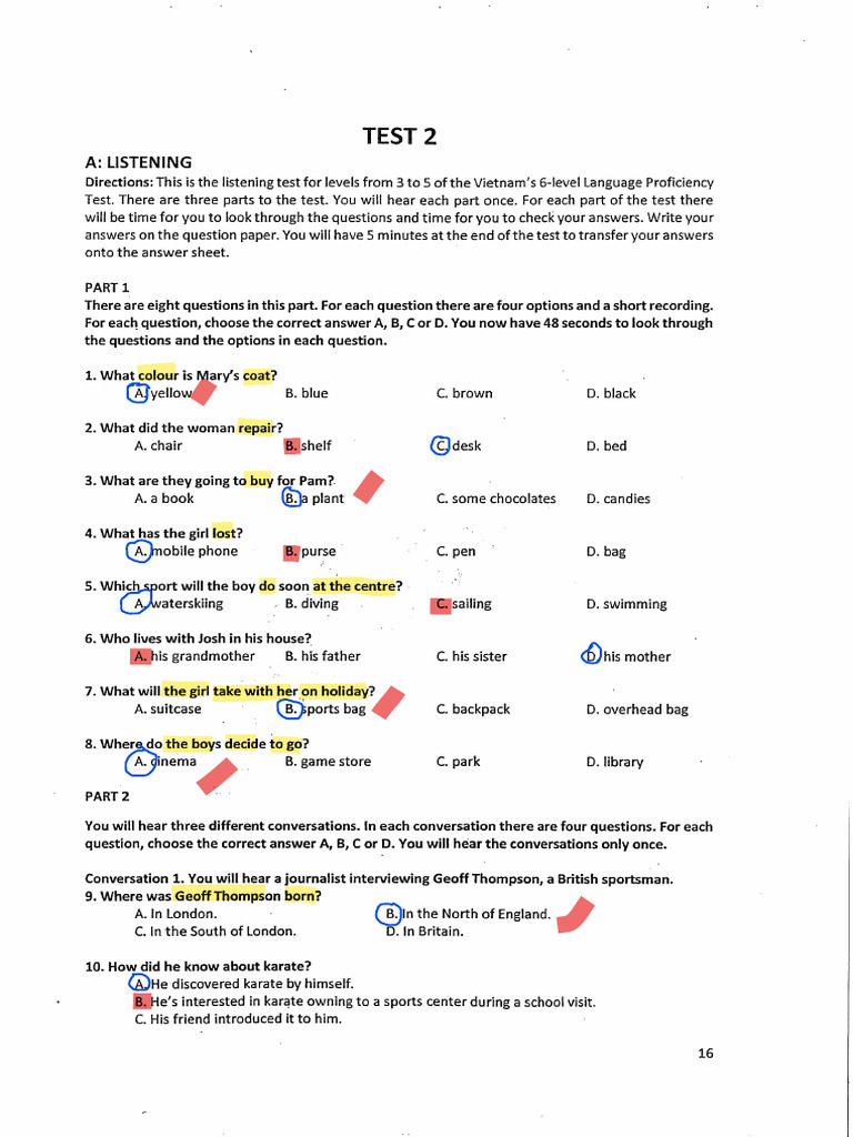Listening - Test 2 | PDF