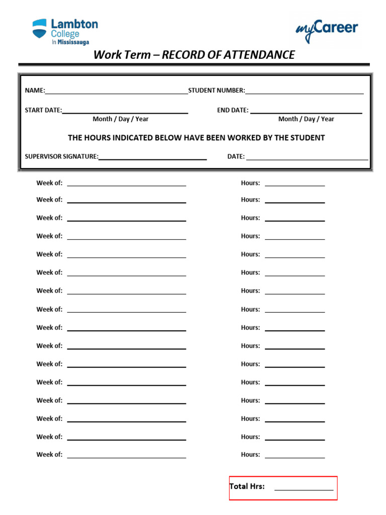 LCM Record of Attendance Absences - Work Term Report | PDF | Military ...