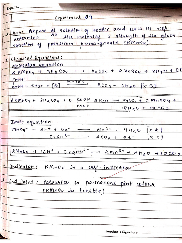 Volumetric Analysis Experiment 4 | PDF