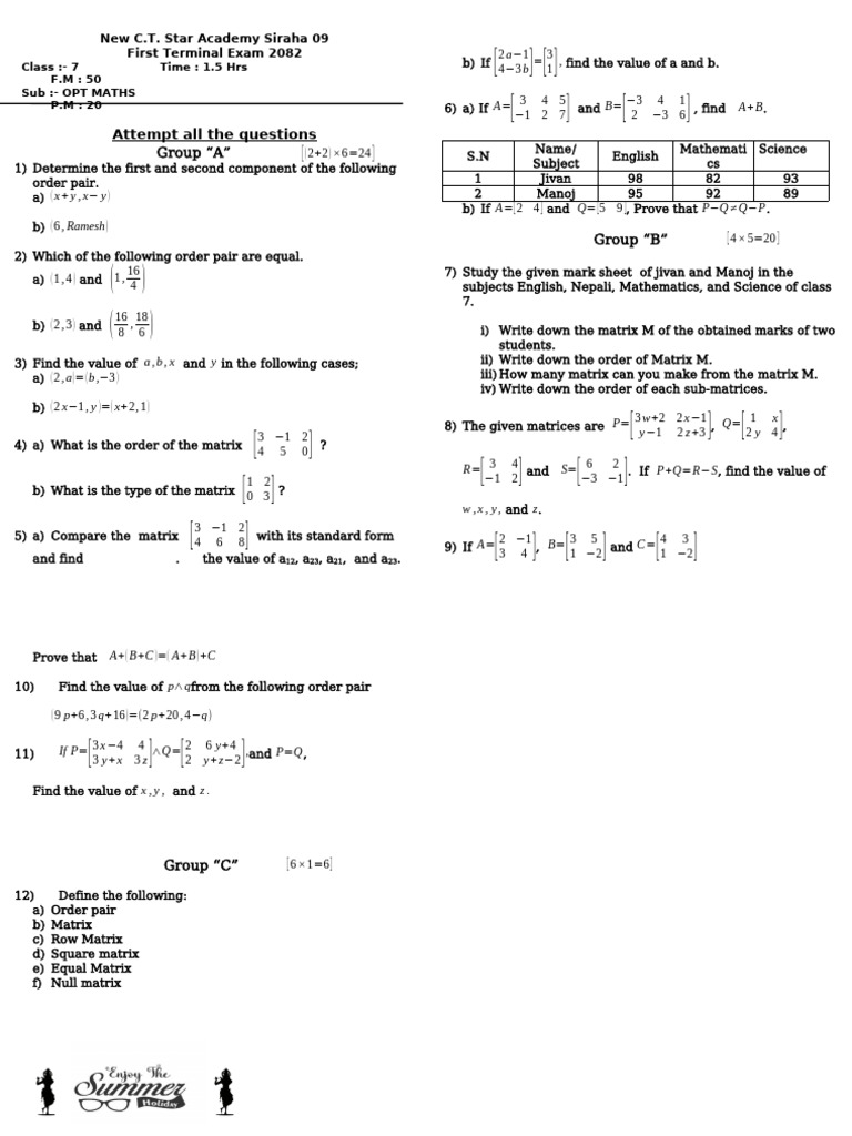 Opt 7 | PDF | Matrix (Mathematics) | Mathematical Analysis