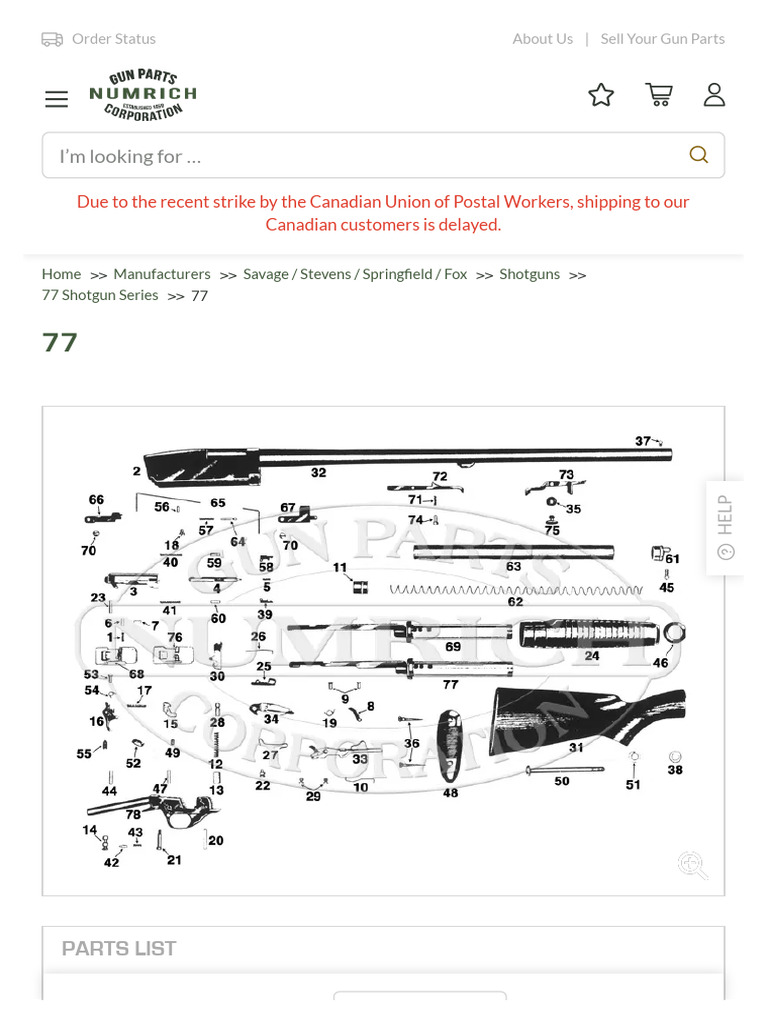 Savage 77 Shotgun Parts Diagram | PDF | Trigger (Firearms