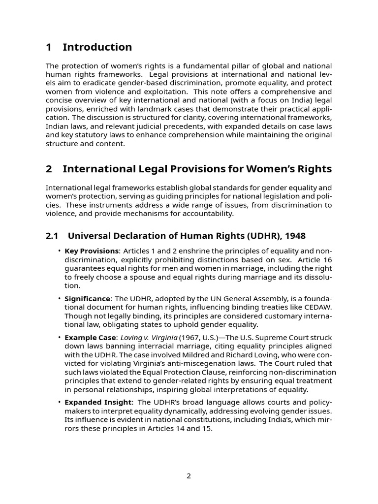 Women's Rights Legal Frameworks Overview | PDF | Convention On The ...