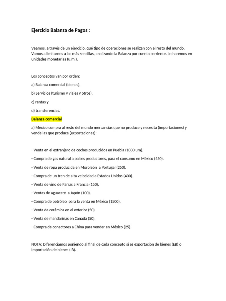 Ejercicio sobre Balanza de Pagos en México | PDF | México | Balance de ...
