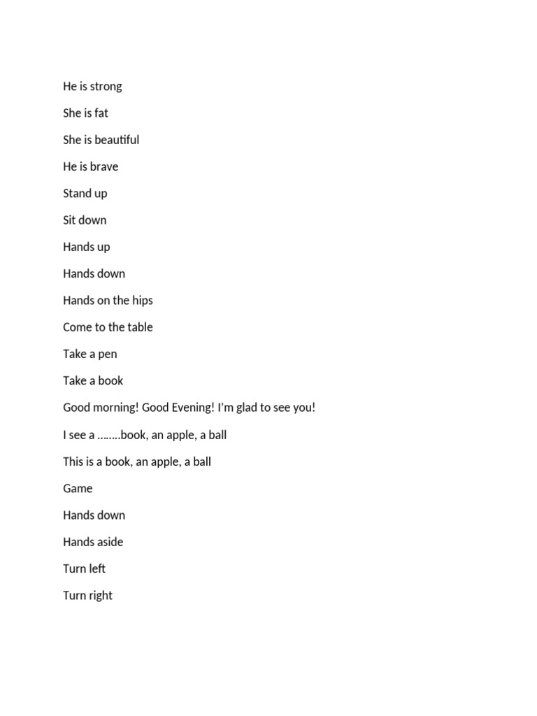 Basic English Commands and Descriptions | PDF