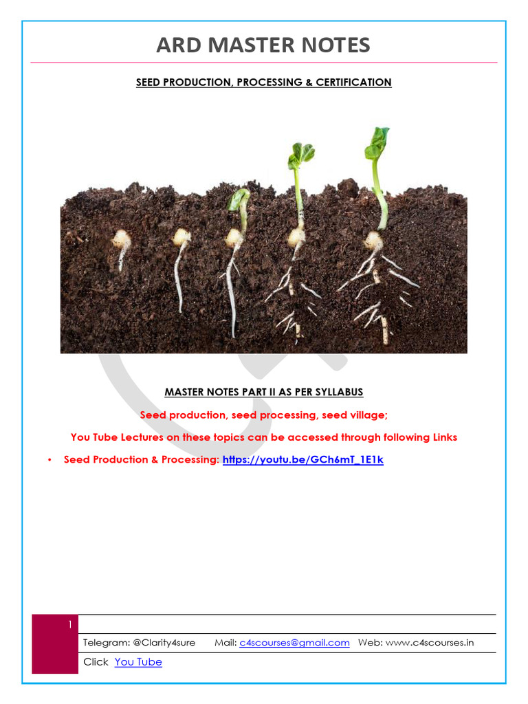 Seed Production and Certification Guide | PDF | Seed | Germination