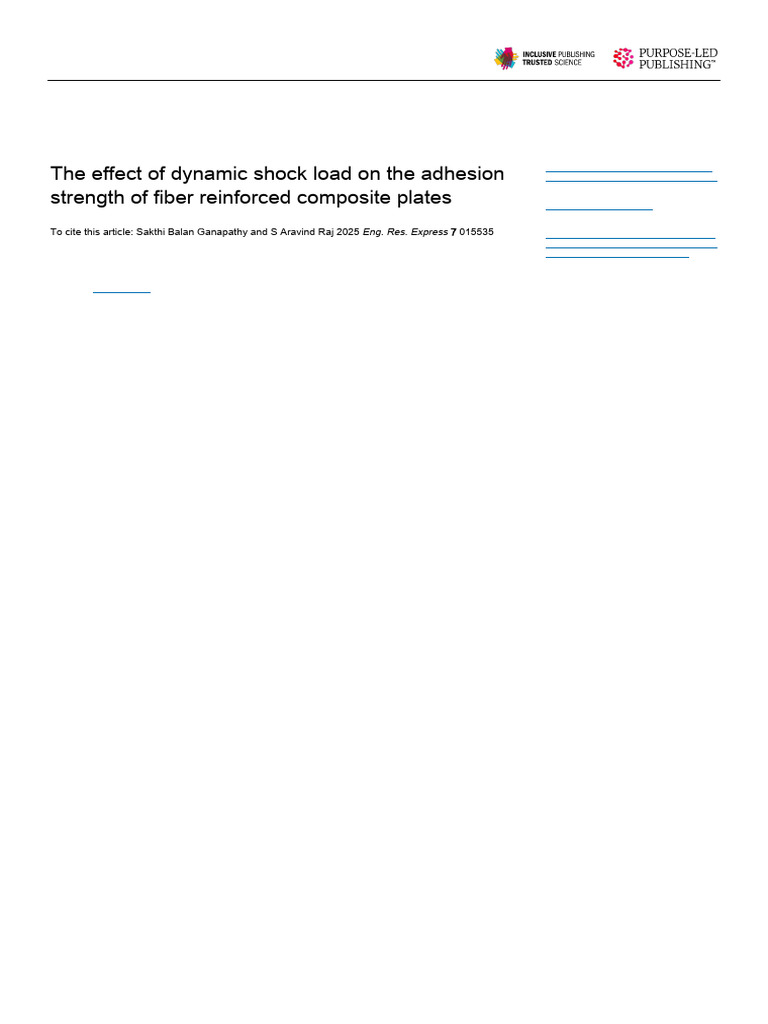 Dynamic Shock Load Effects on Adhesion Strength | PDF | Composite ...