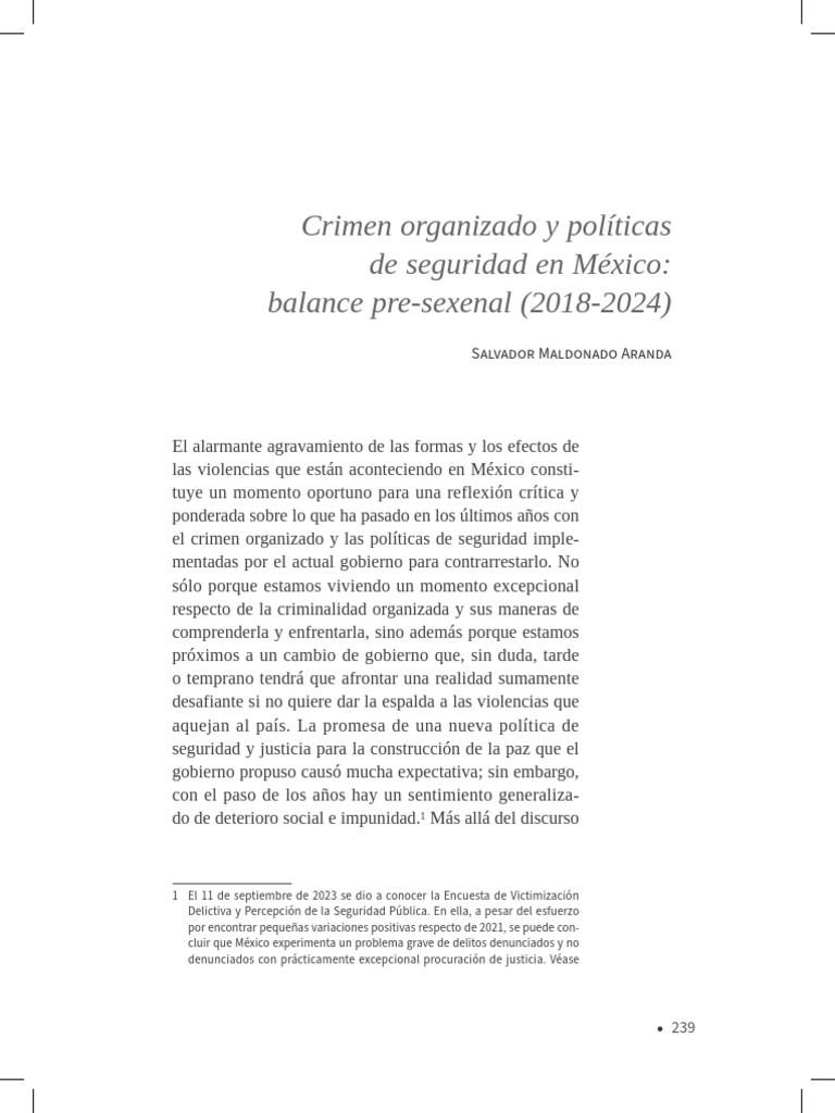 Crimen organizado y políticas de seguridad en México | PDF | México ...