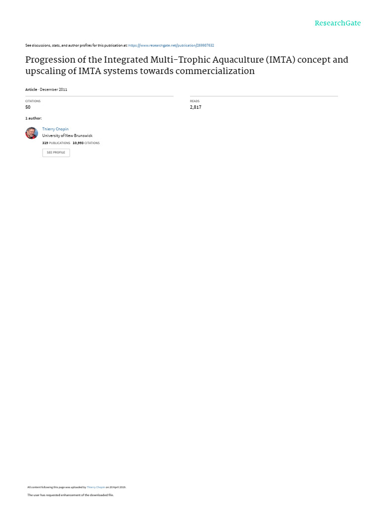 IMTA Concept Progression and Commercialization | PDF | Aquaculture