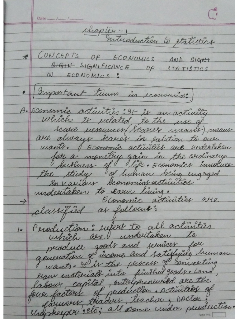 Economics (Statistics) Chapter 1 | PDF