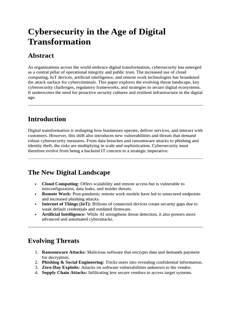 Cybersecurity in Digital Transformation | PDF | Security | Computer ...