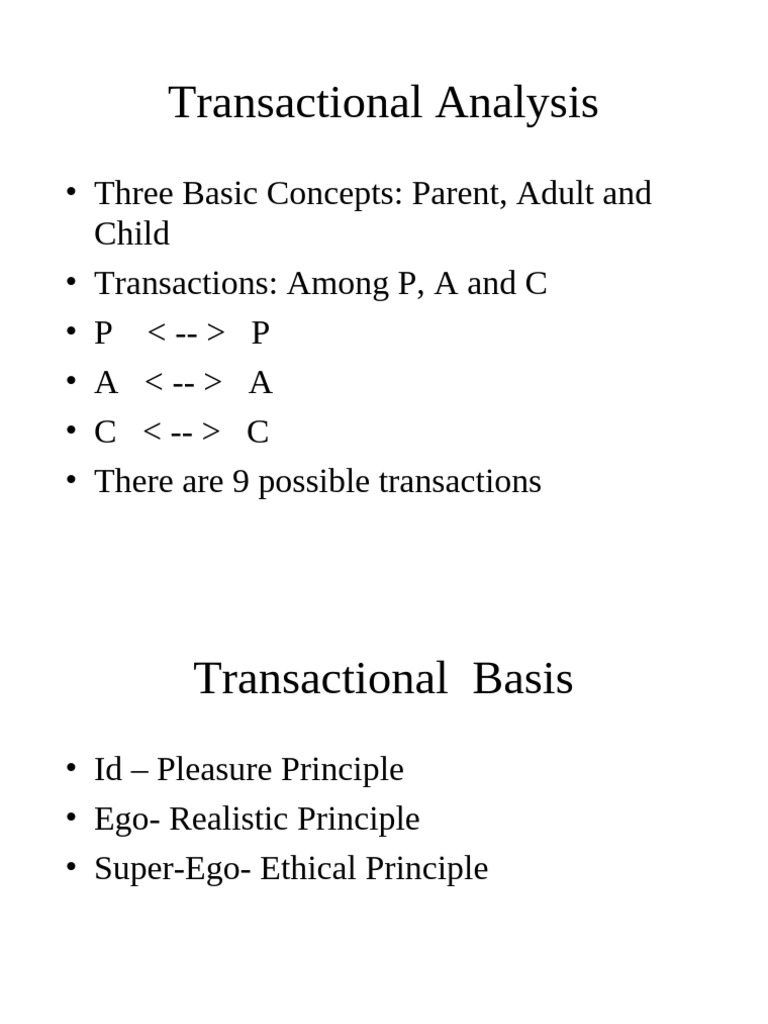 Transactional Analysis 1 | PDF