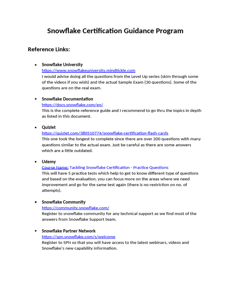 Snowflake Certification Guidance Overview | PDF | Databases | Computing