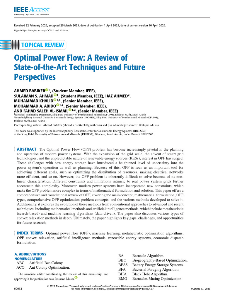 Optimal Power Flow A Review of State-of-the-Art Techniques and Future ...