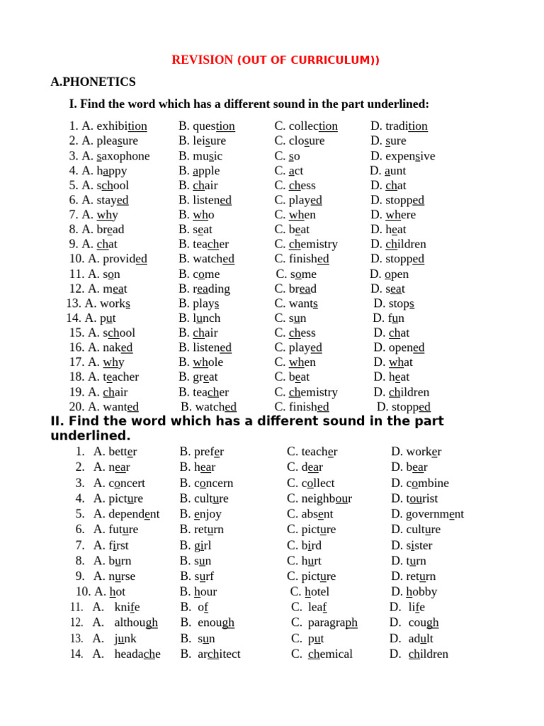Phonetics and Grammar Exercises | PDF