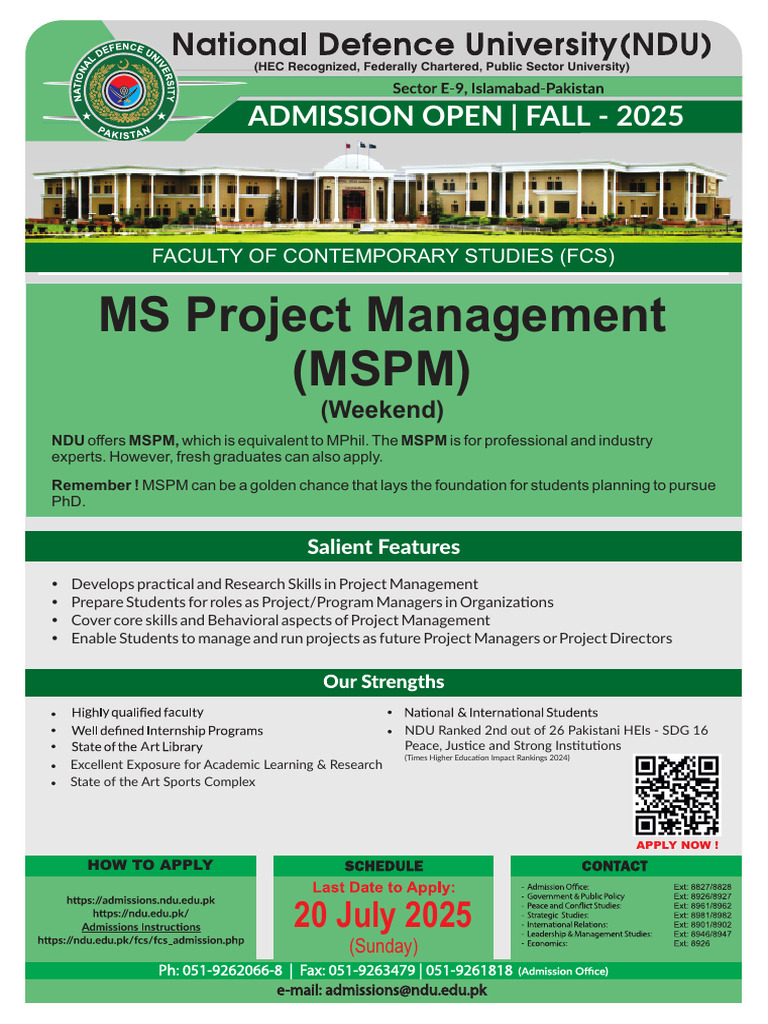 MSPM Admission Open for Fall 2025 | PDF