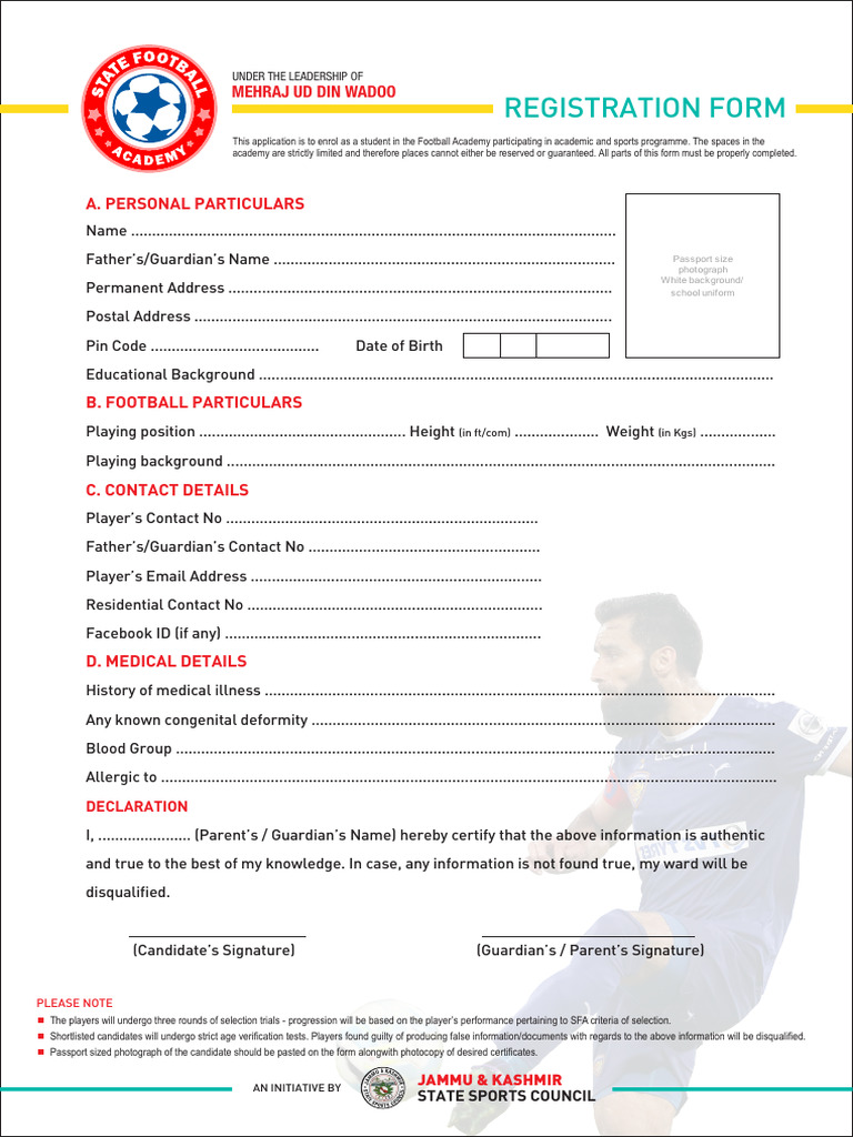Football Academy Registration Form 2025 | PDF | Authentication