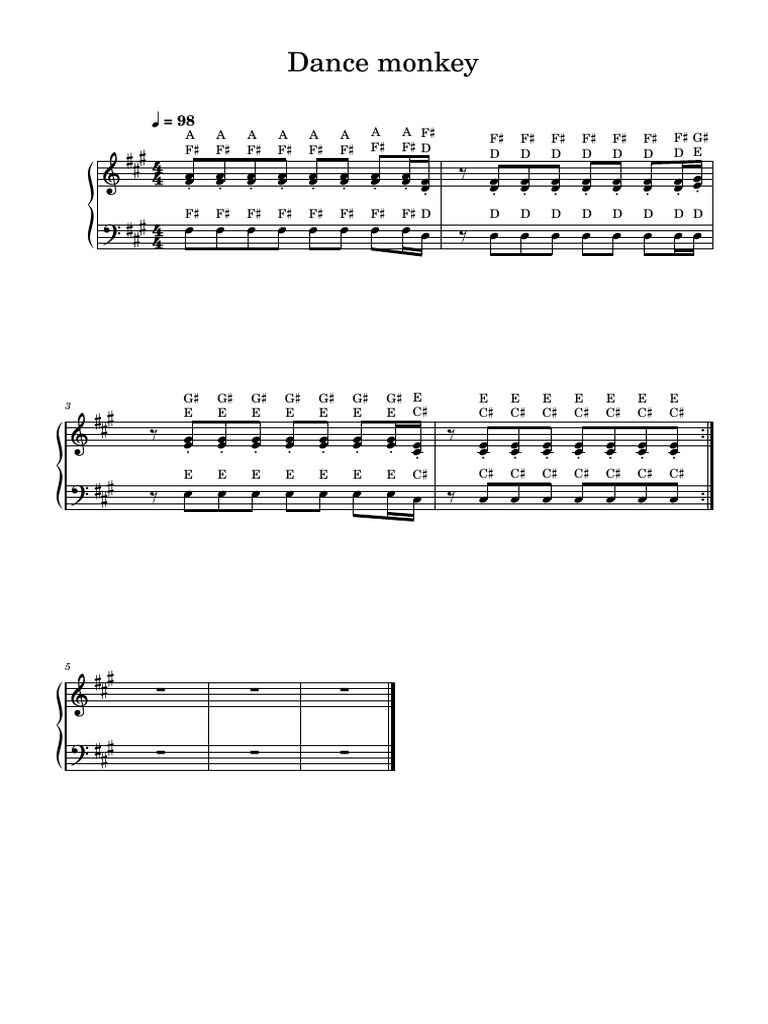 Dance Monkey Sheet Music and Notes | PDF