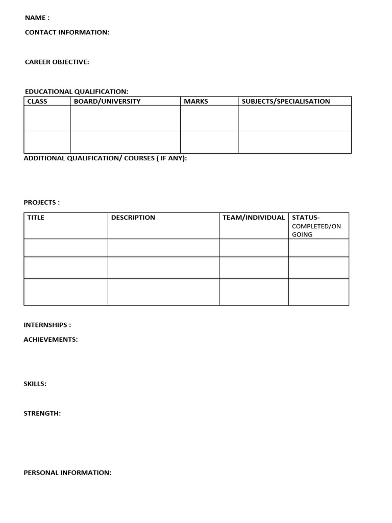 Simple Resume Format Guide | PDF