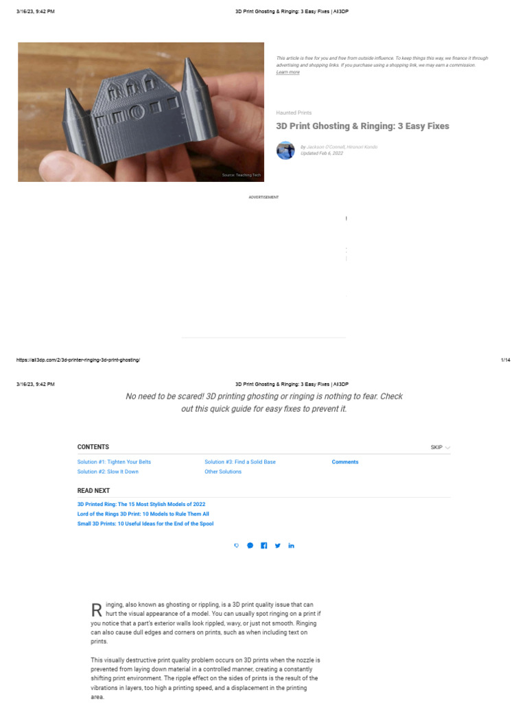 Fixing 3D Print Ghosting & Ringing | PDF | 3 D Printing | Printer ...