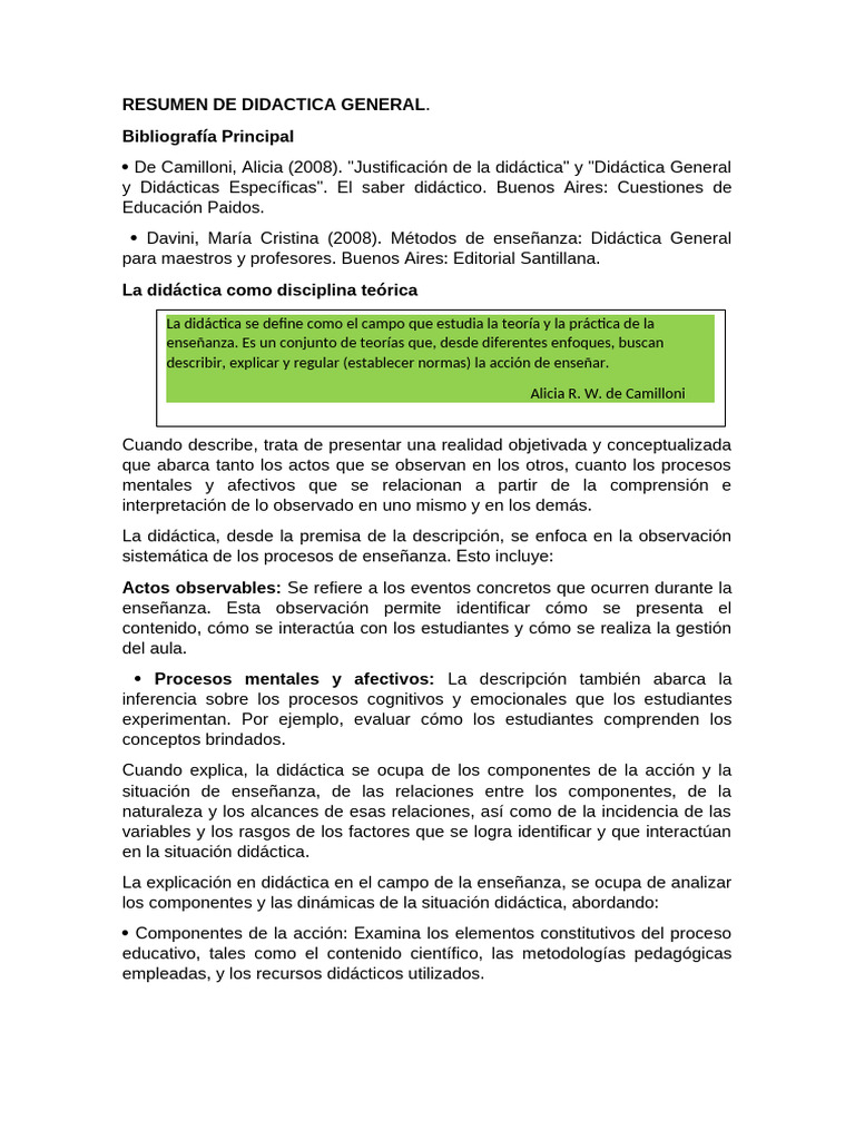 Didáctica General: Teoría y Práctica Educativa | PDF | Plan de estudios ...