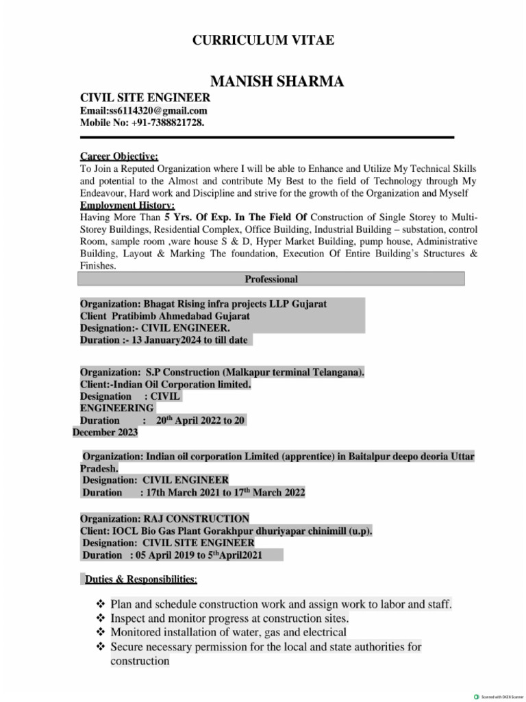 Manish Sharma Civil | PDF