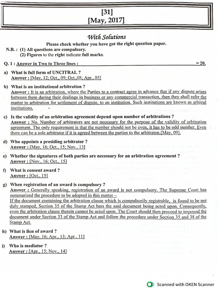 ADR PYQ's Solutions | PDF
