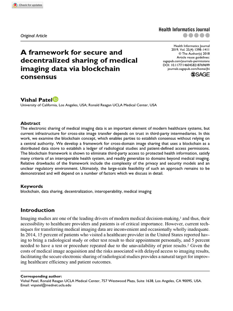 64 Patel 2018 A Framework For Secure and Decentralized Sharing of ...