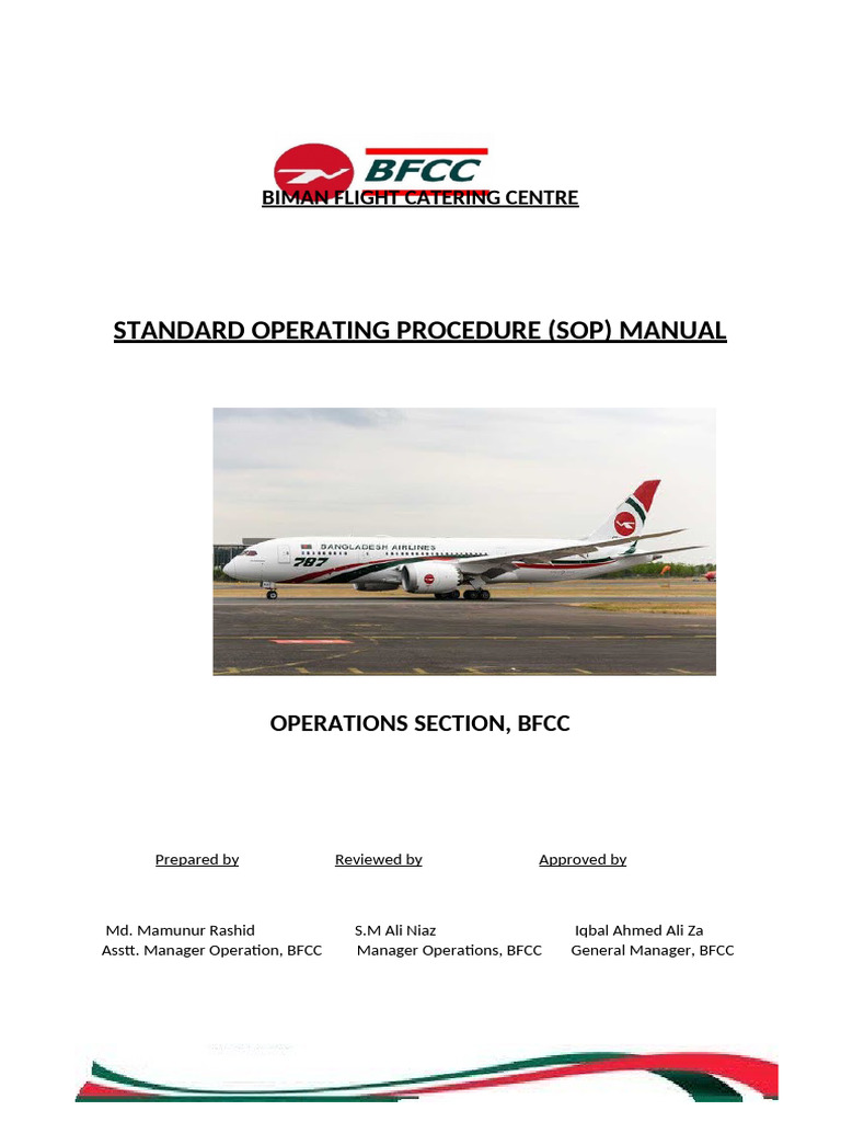 BFCC Operations SOP Manual | PDF | Dishwasher