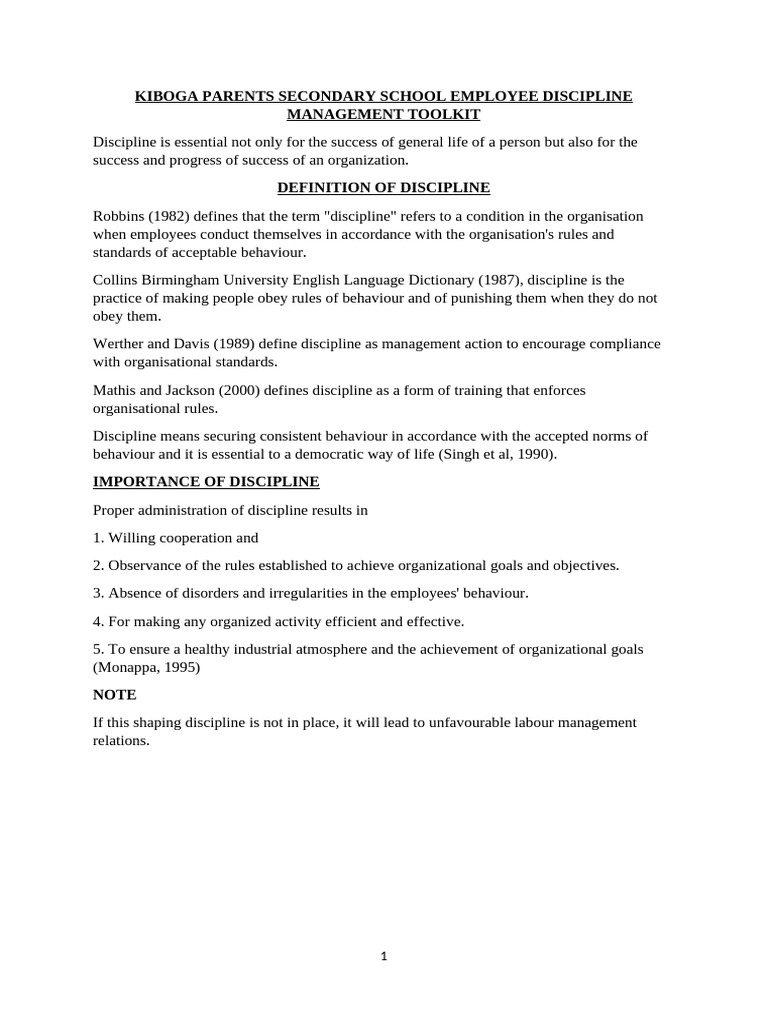 Staff Discipline Management Toolkit One | PDF | Disciplines | Crimes