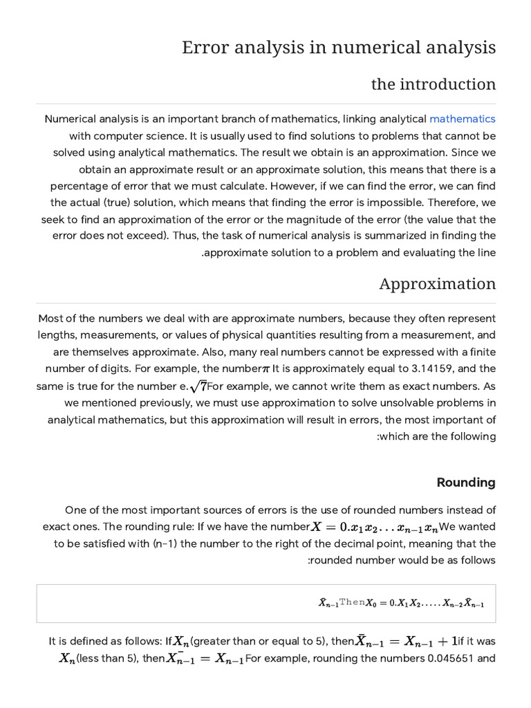 Error Analysis in Numerical Analysis - Wikipedia | PDF | Numbers ...