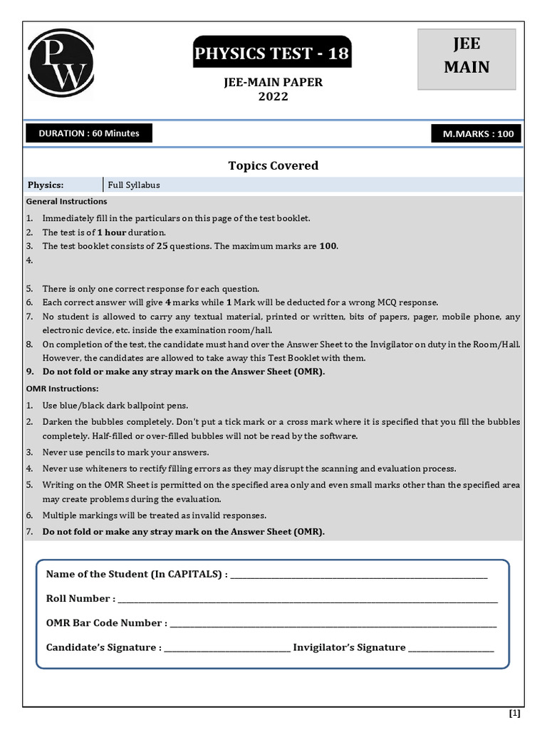 Physics: Test | PDF | Wavelength | Waves
