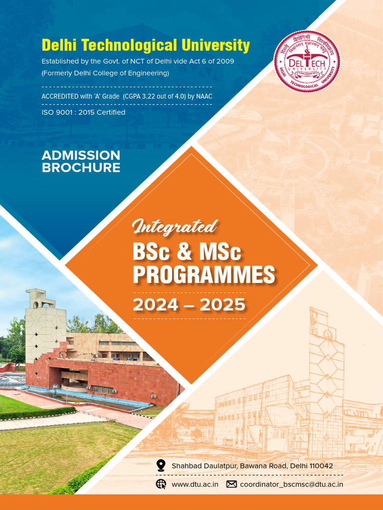 DTU Integrated BSc & MSc Admission 2024 | PDF | Bachelor Of Science ...