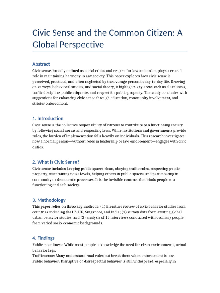 Enhancing Civic Sense in Society | PDF | Civic Engagement | Society