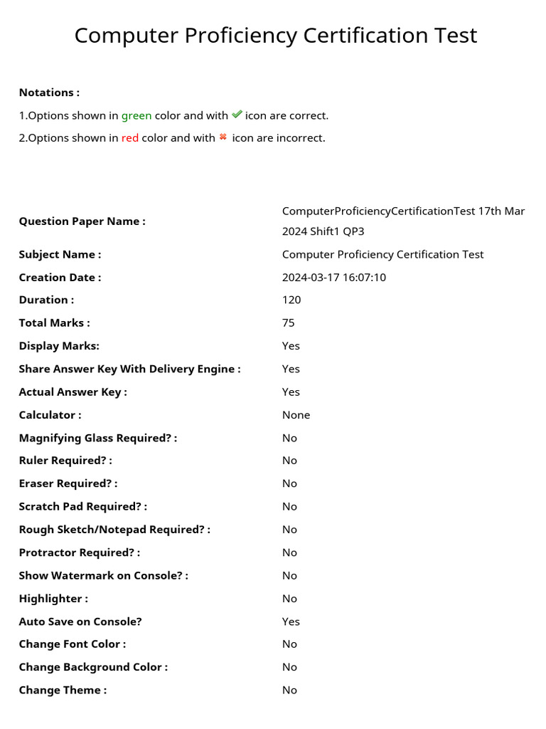 Computer Proficiency Certification Test | PDF | Printer (Computing ...