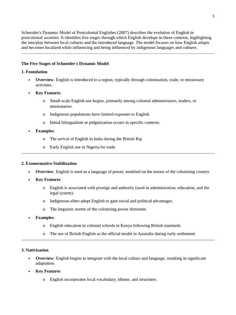 Schneider's Dynamic Model of English | PDF | English Language ...