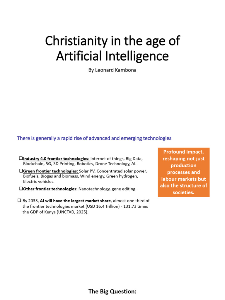 Christianity in The Age of Artificial Intelligence | PDF | Artificial ...