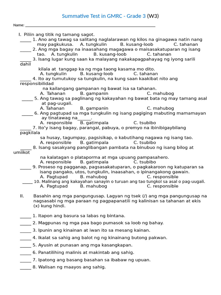 Summative Test Week 3 1 | PDF