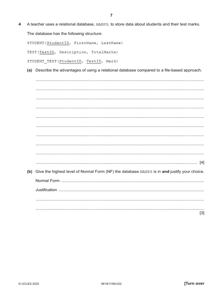 Relational Database for Student Marks | PDF | Sql | Databases