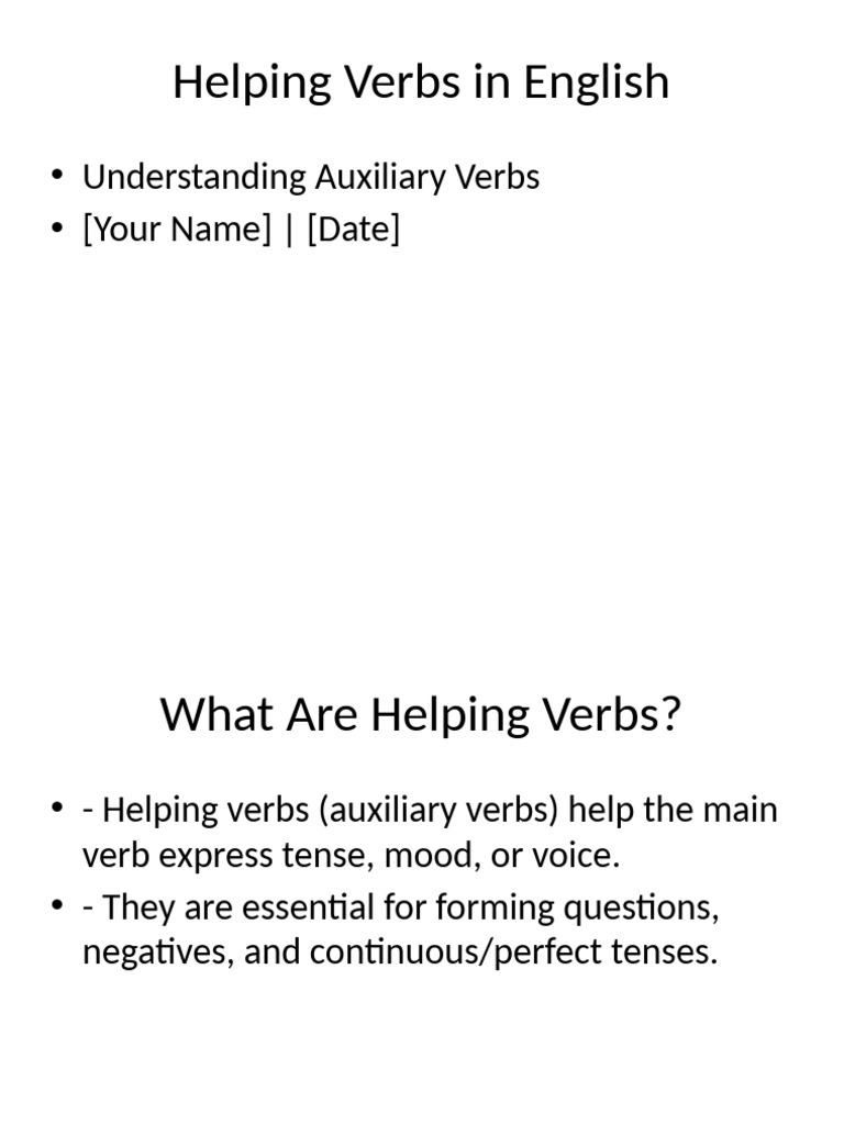 Understanding Helping Verbs | PDF | Verb | Grammatical Tense
