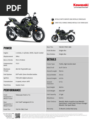 Kawasaki Z400-E カタログ Kawasaki Z400 Specifications Overview | PDF | Motor Vehicle | Land