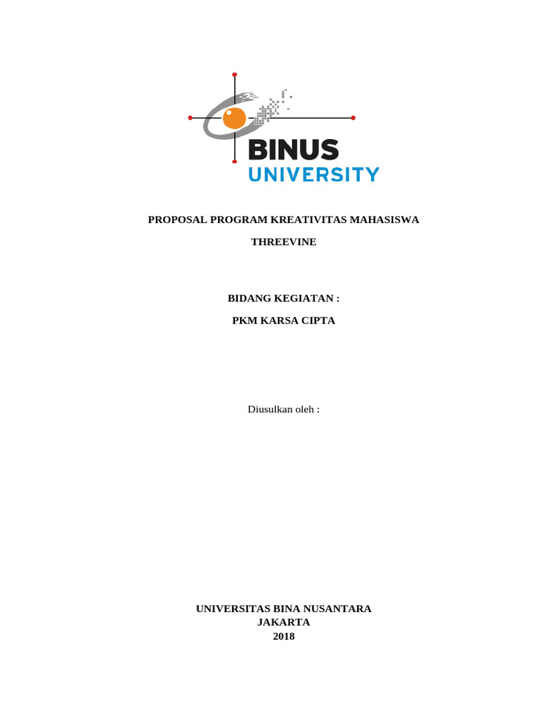 Proposal PKM Karsa Cipta 2018 UBIN | PDF
