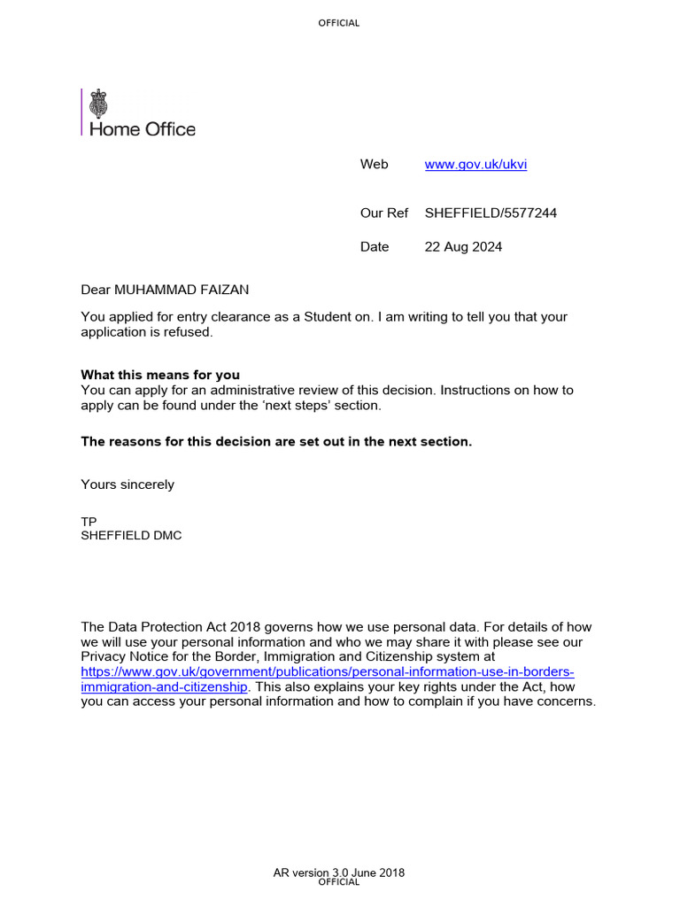 GWF078549616 Refusal Letter2024-08-28 | PDF
